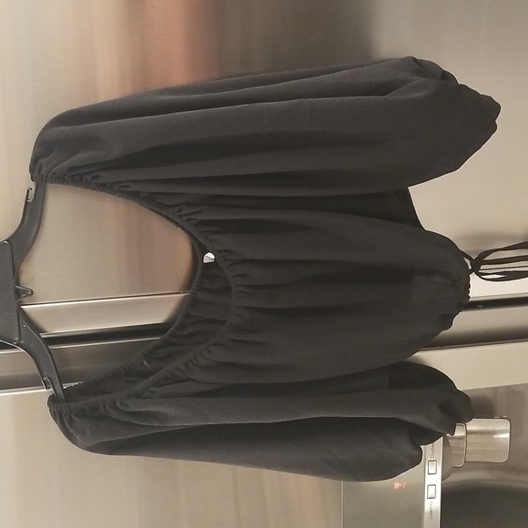 💕ASTR THE LABEL💕 Tie Waist Balloon Sleeve Top ~ Black Large L NWT - Picture 6 of 10